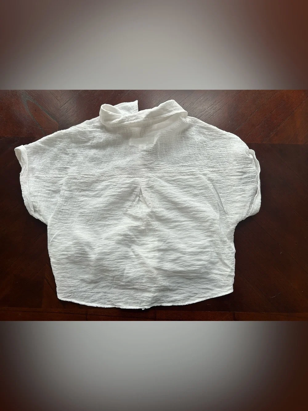 Zara White Short-Sleeve Button Front Crop Top size 11-12